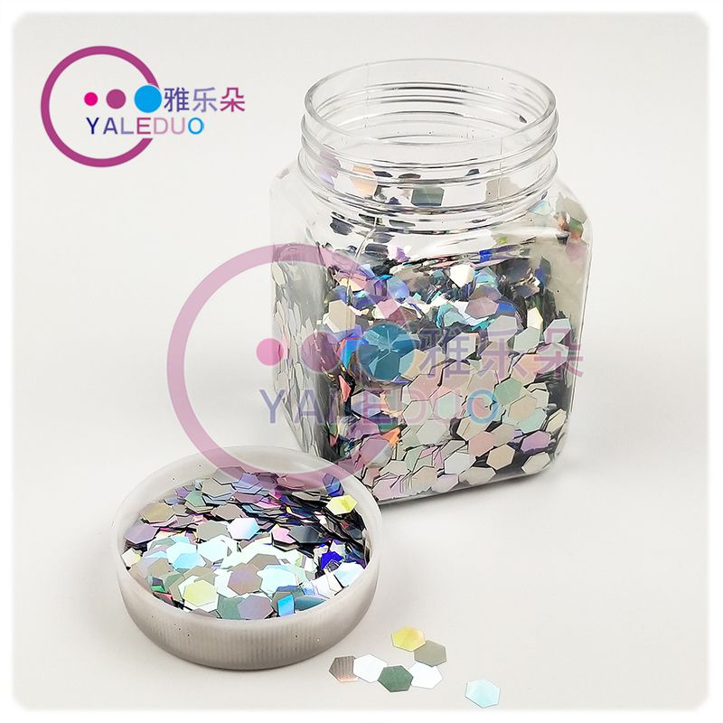 PET eco-friendly glitter bottle, laser silver hexagonal gold scallion powder sheet, irregular-shaped sequins, diy nail art stage decoration materials details Picture