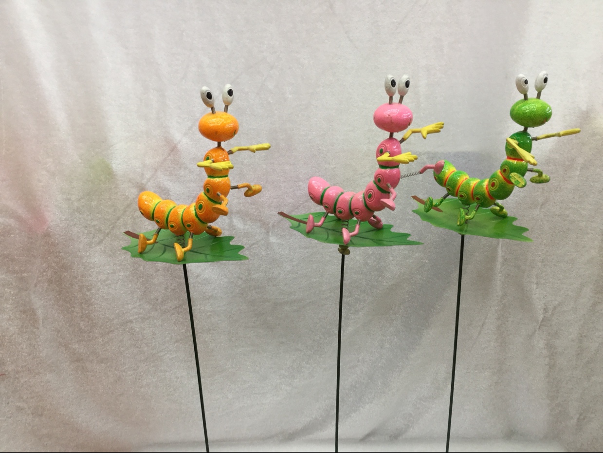 树叶毛毛虫装饰工艺品3D立体彩色塑料创意家居1