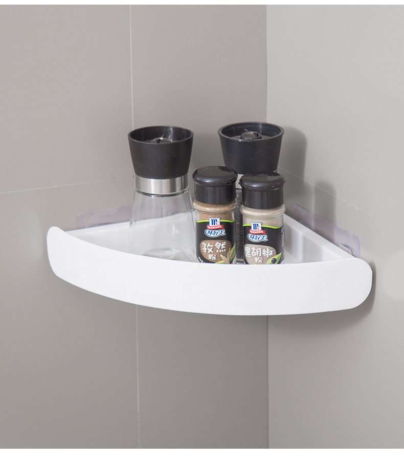 Nordic Bathroom Bath And Toiletries Storage Rack Suction Wall Type Perforation-Free Toilet Corner Plastic Storage Basket Rack undefined
