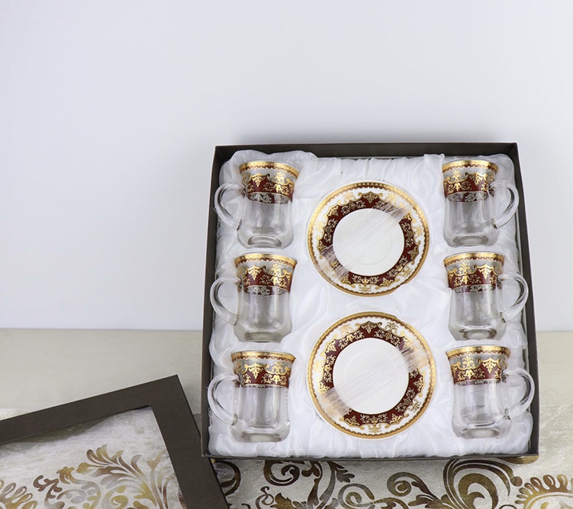 European ceramics coffee cup saucer export glass six cup gift box set red tea cup creative little gift thumbnail
