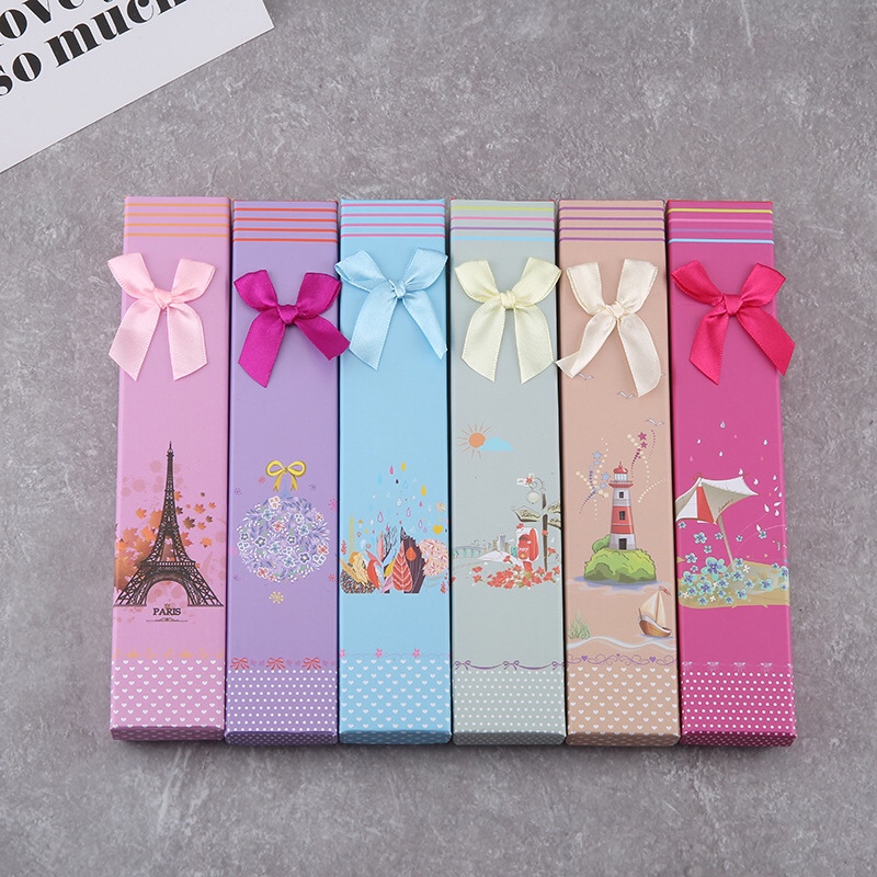 Spot Paris Tower necklace box bracelet box accessories packaging box jewelry box bowknot world rectangular box