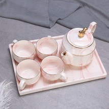 北欧式大理石纹陶瓷花茶壶套装家用耐热酒店公司送礼下午茶花茶具