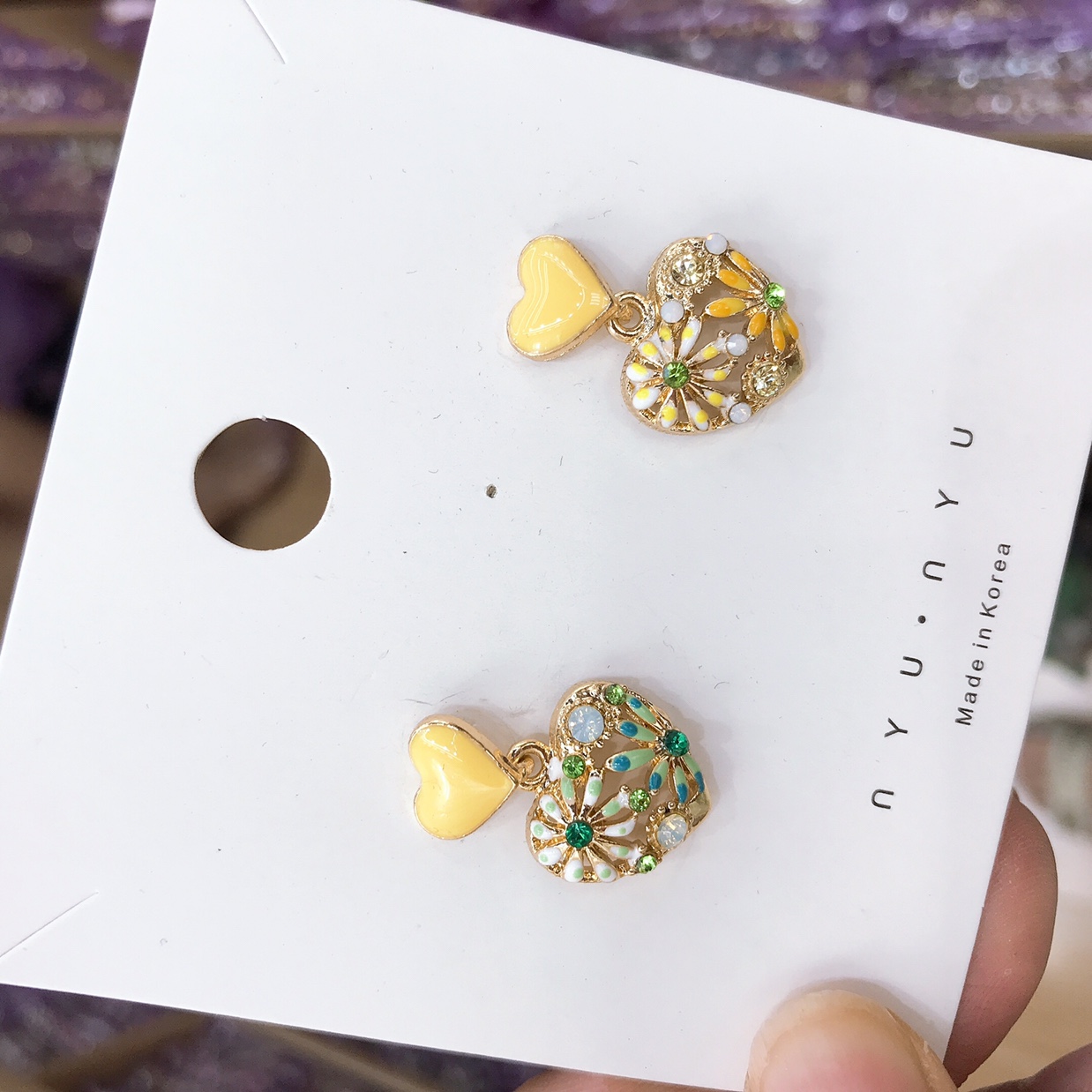 Elegant women 's heart-shaped 💗 earrings, time Korea details Picture