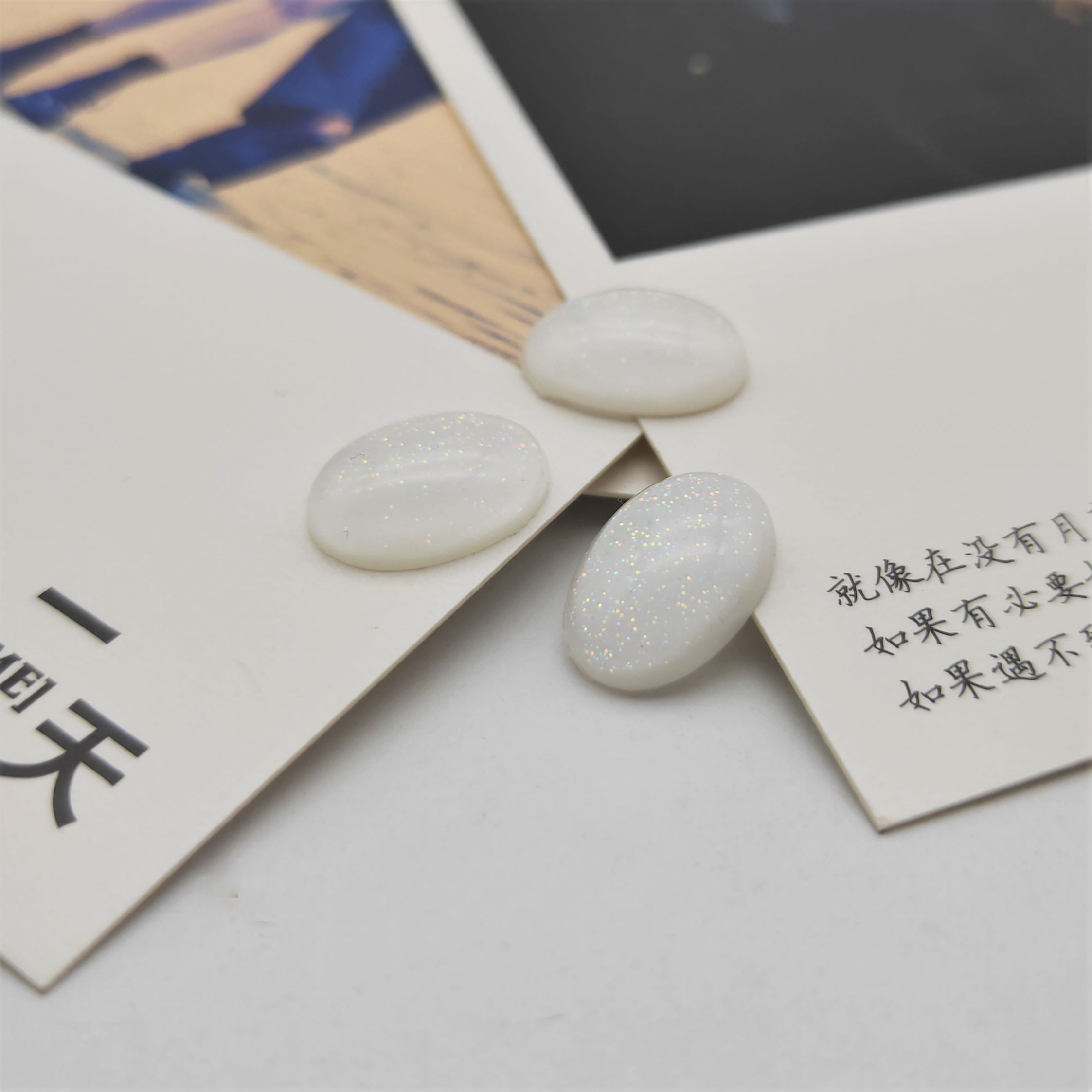 New resin smooth oval ring face starry sky ring face diy step hairpin inlay material diy decoration Application Scenario