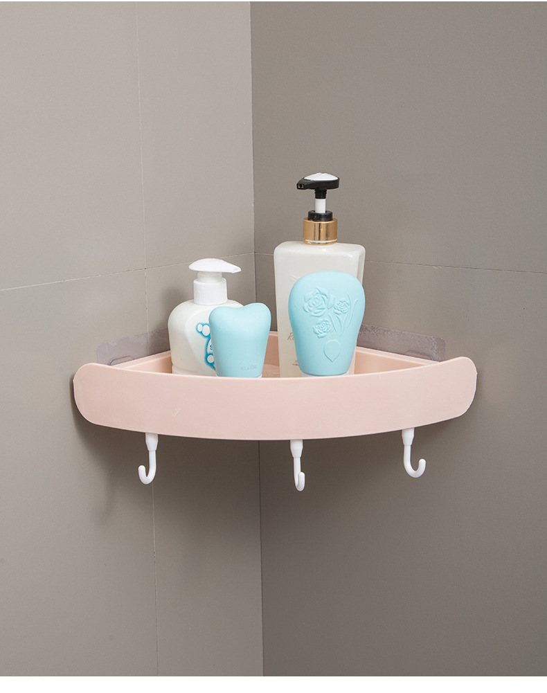 Nordic Bathroom Bath And Toiletries Storage Rack Suction Wall Type Perforation-Free Toilet Corner Plastic Storage Basket Rack undefined
