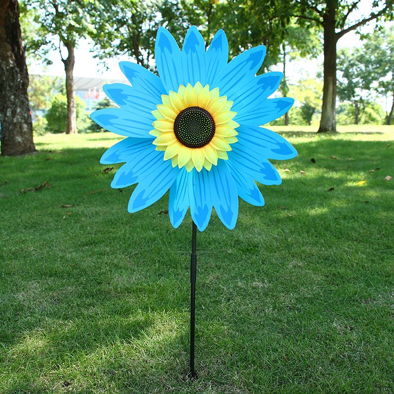 36cm玻纤杆向日葵风车 大太阳花多彩风车 幼儿园楼盘景区装饰风车