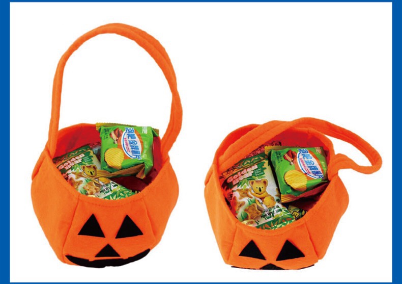 Halloween pumpkin bag, hand-held Halloween prop basket, non-woven fabric candy bag, three-dimensional pumpkin bag undefined
