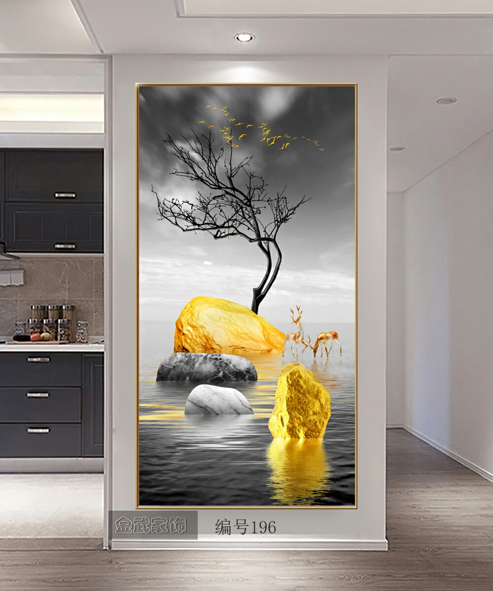 Colorful Stone Porcelain Bronzing Process Porch Office Hotel Corridor Modern Abstract Luxury Decorative Murals undefined