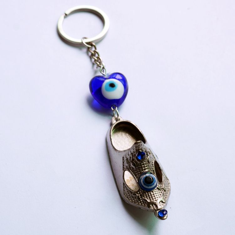 Shoe-shaped glass handcrafted blue eye accessory keychain pendant EVIL EYES