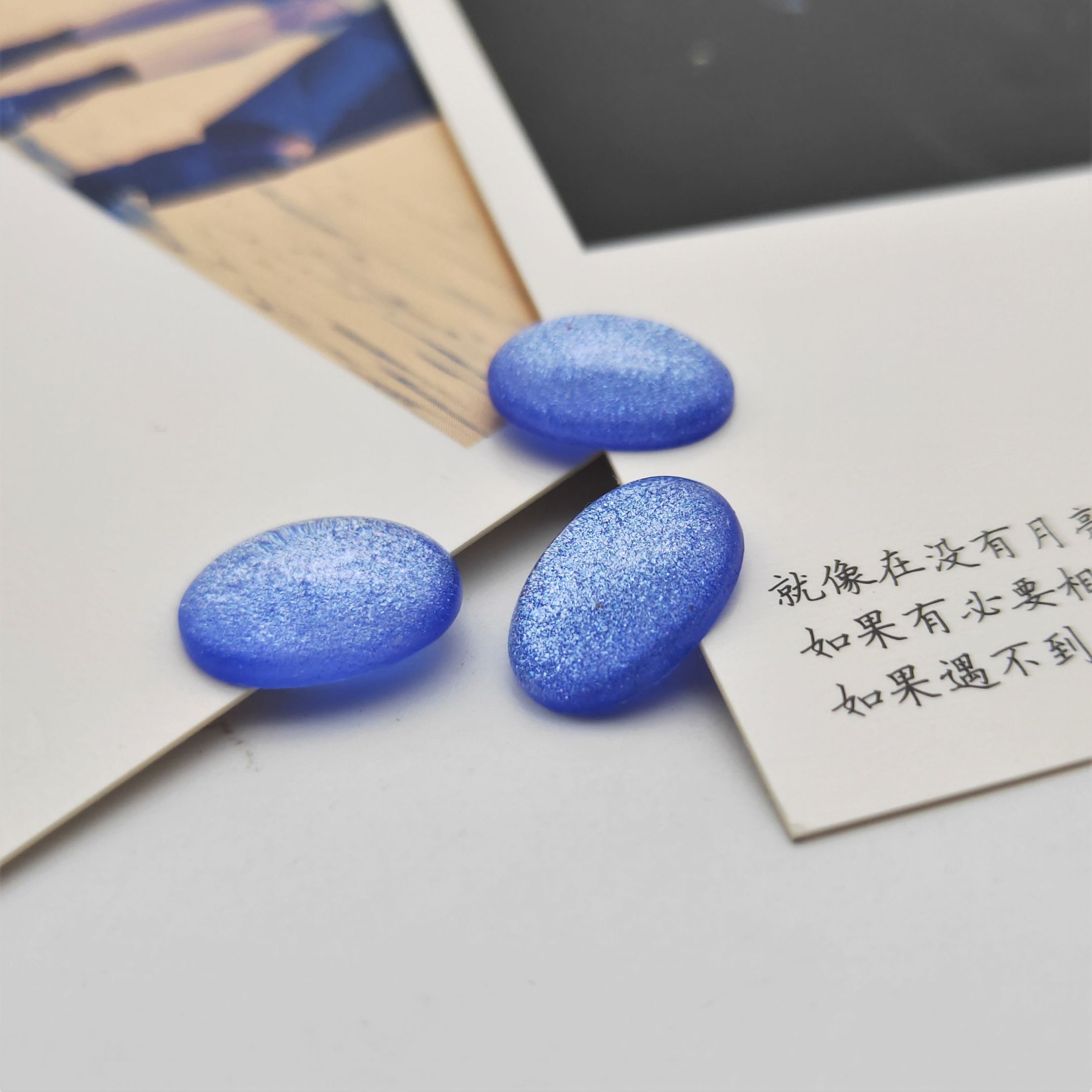 New resin smooth oval ring face starry sky ring face diy step hairpin inlay material diy decoration details Picture