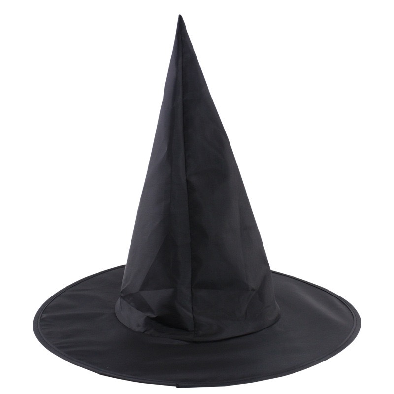 Black Oxford cloth pointed hat, Harry Potter magic hat, Halloween witch hat, all-black wizard hat