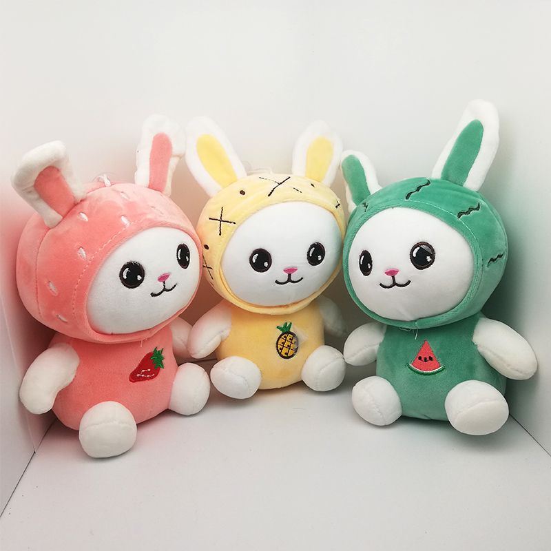 Cartoon mini fluffy pendant fruit bunny cute toys bag car keys pendant wedding gifts thumbnail