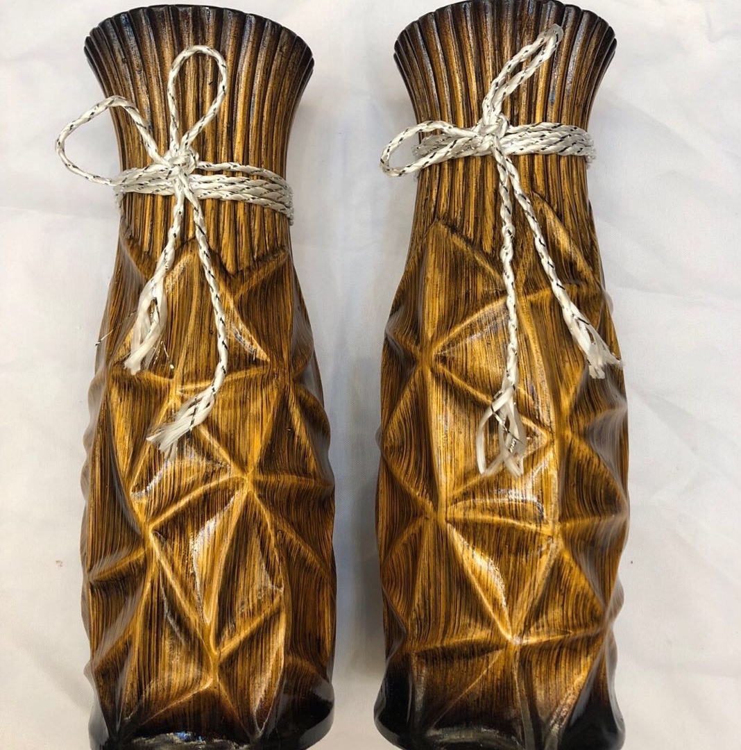 仿木质陶瓷花瓶  30公分陶瓷花瓶插仿真花  30厘米陶瓷花瓶 漆彩花瓶 适合洒店及家居柜台摆设插花  插干花花瓶 图