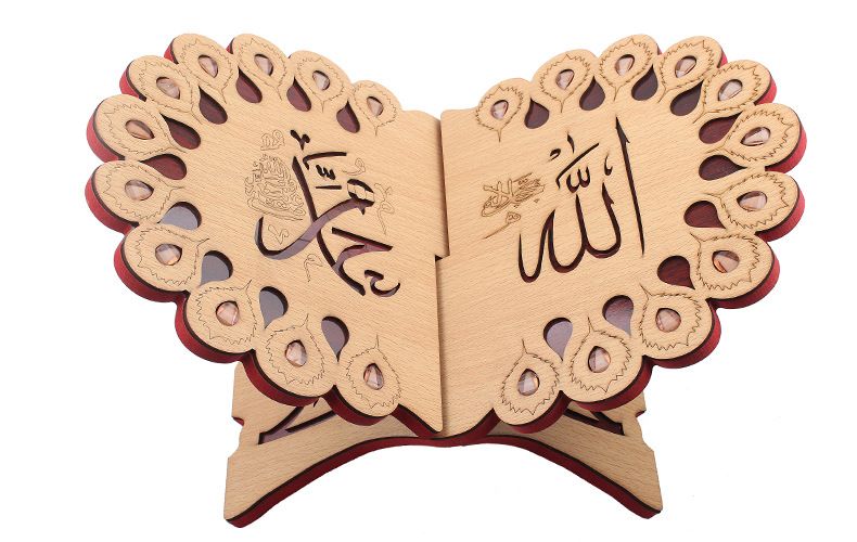 The factory sells Arabic wooden Koran bookshelves and Muslim Islamic scriptures carved in pine sJ1-049 thumbnail