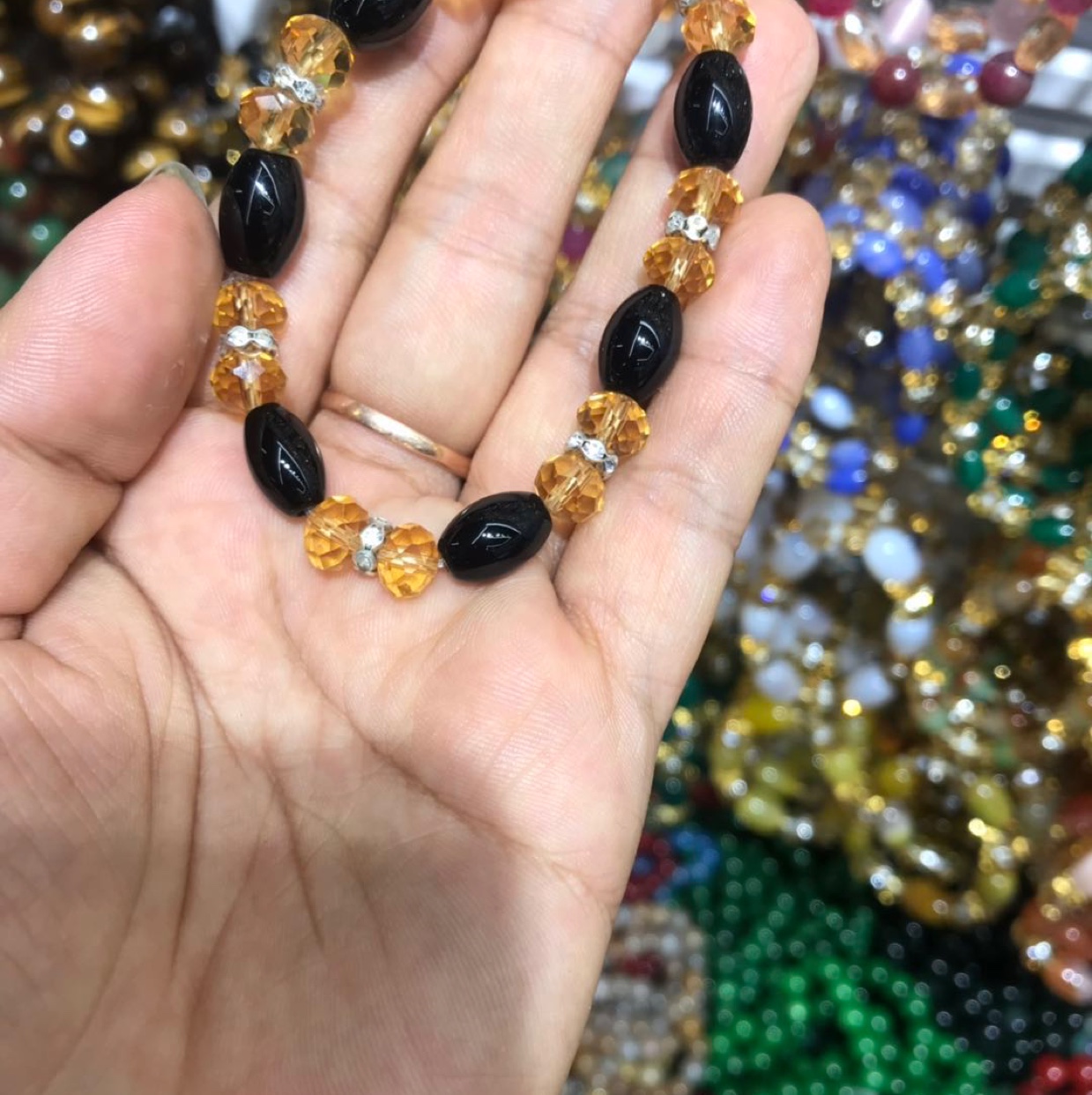 Black agate Korean style fashionable and trendy casual women's elegant Hongtao accessory -011 details Picture