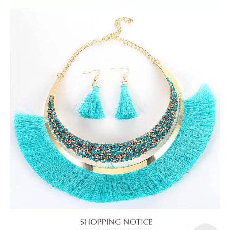 European and American fashion trend tassel collar set
