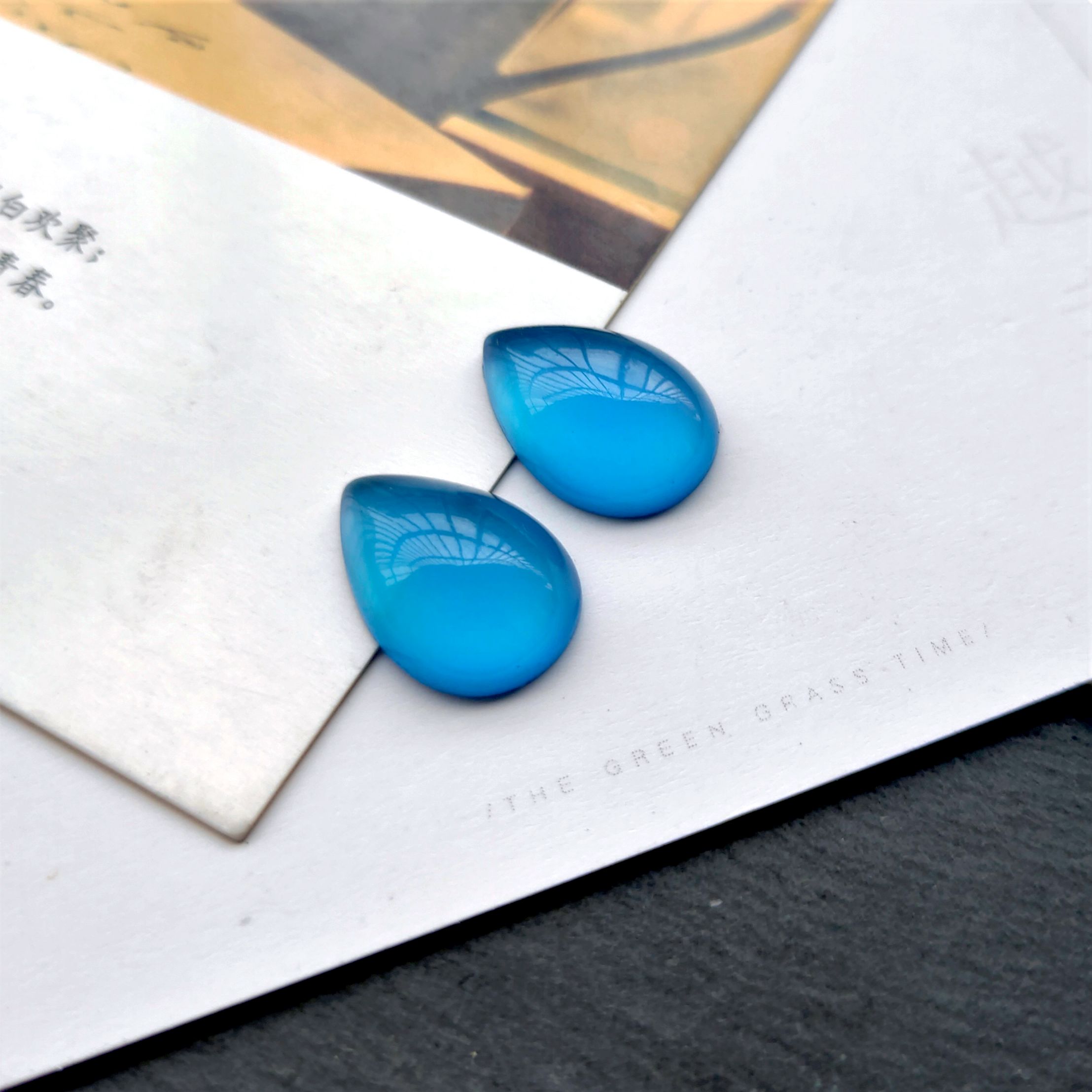 New resin glossy teardrop-shaped ring face, starry sky ring face, diy stepping hairpin, inlaid material, diy jewelry accessories undefined