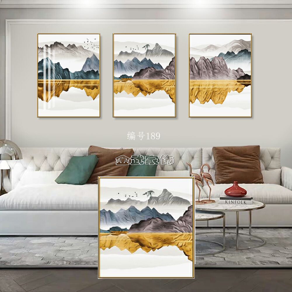 Colorful Crystal Stone Living Room Triptych details Picture