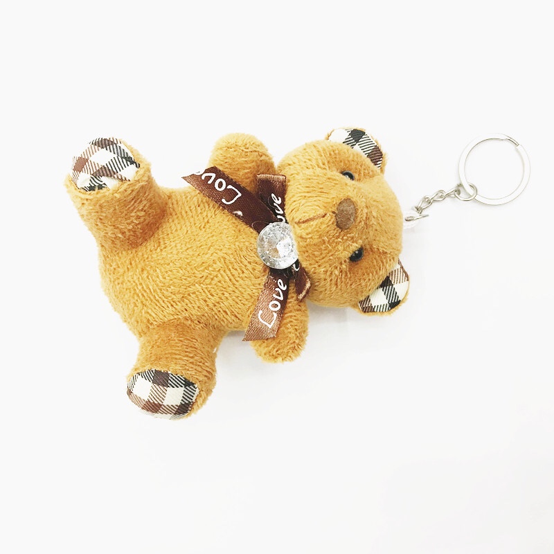 9 cm diamond sitting bear keychain bag pendant, plush toy doll, doll accessory, bouquet gift box, wedding gift discount Item Picture