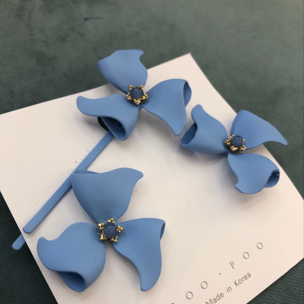 Haze Blue Windmill Earrings A Word Clip Set Fresh And Lovely Summer Wind Accessories Go With Everything details Picture