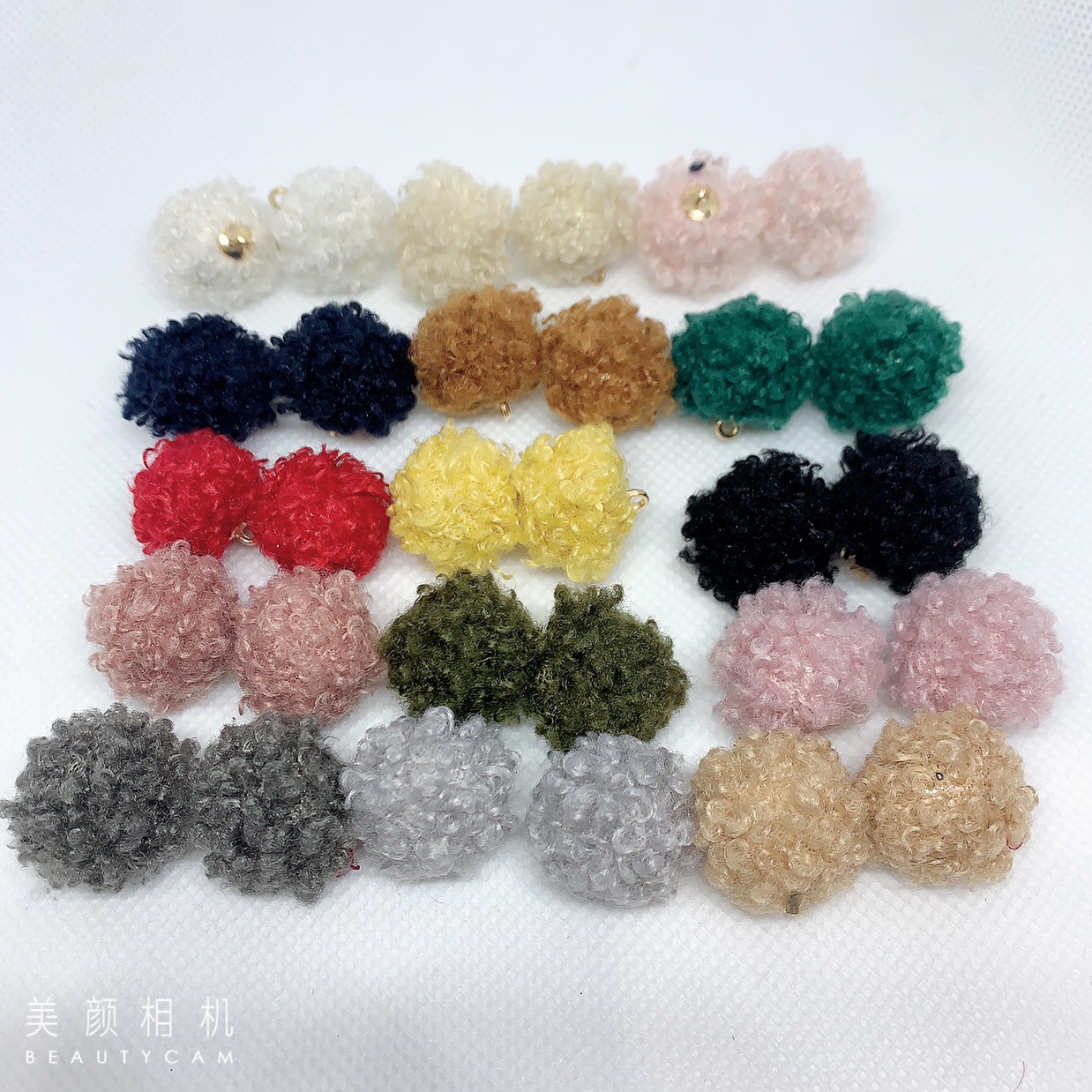 Teddy plush ball diy headwear and earrings accessories details Picture