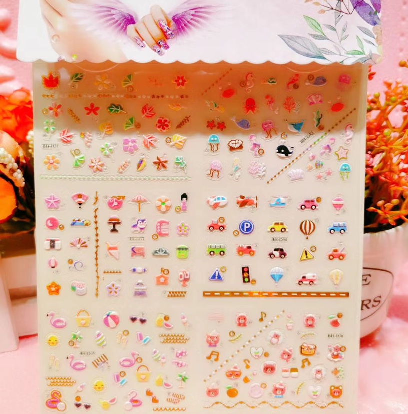 ZJTS高档5D烫金指甲贴 新款式6套发泡系列的 很漂亮 规格12.7*25 带条码