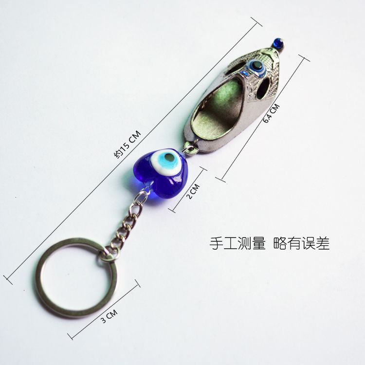 Shoe-shaped glass handcrafted blue eye accessory keychain pendant EVIL EYES details Picture