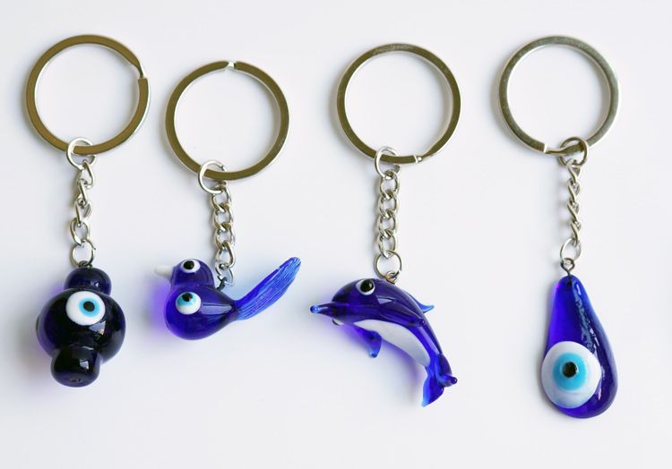 Mixed glass handcrafted blue eye keychain pendant EVIL EYES undefined