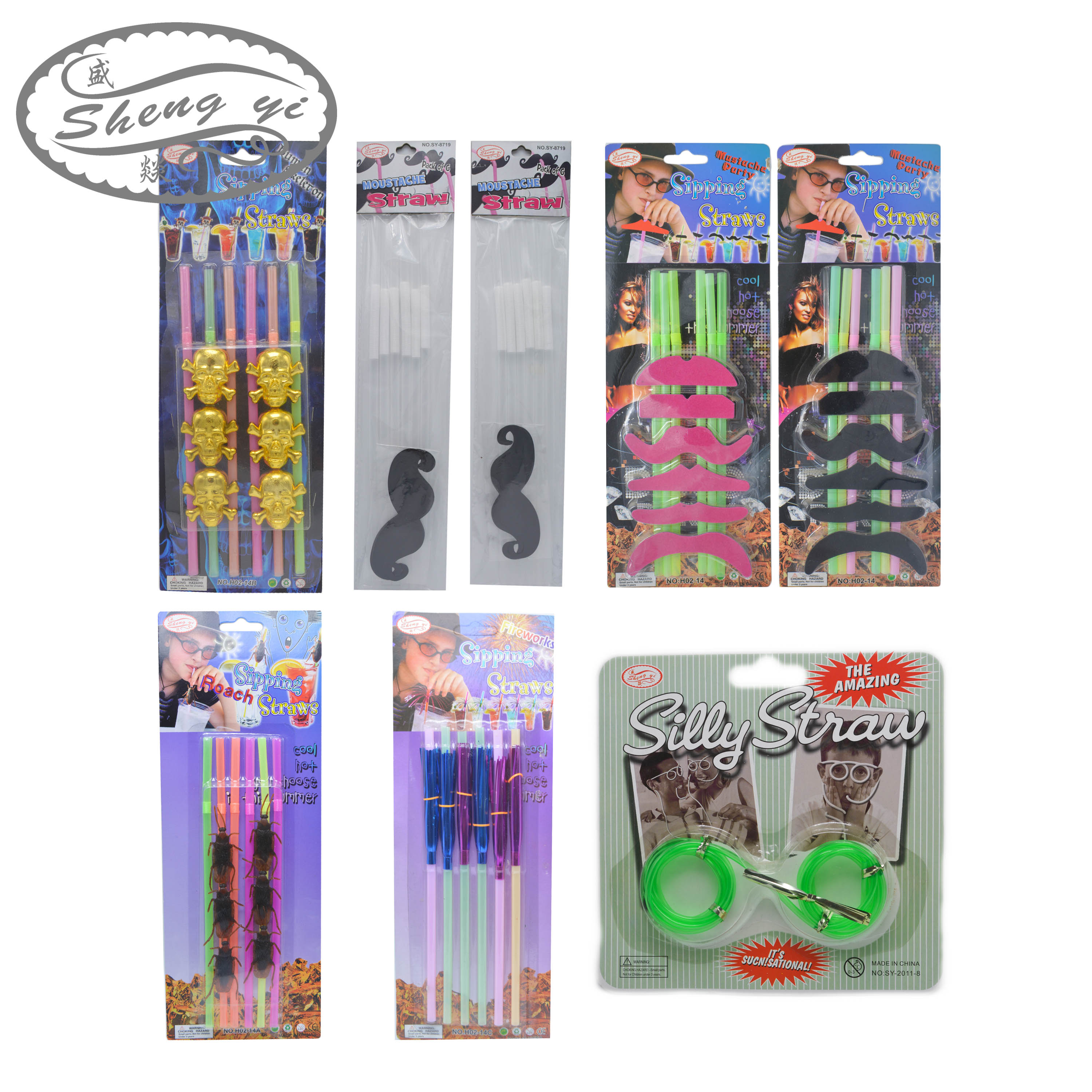 万圣节胡子吸管蟑螂吸管烟花吸管鬼头吸管产品图