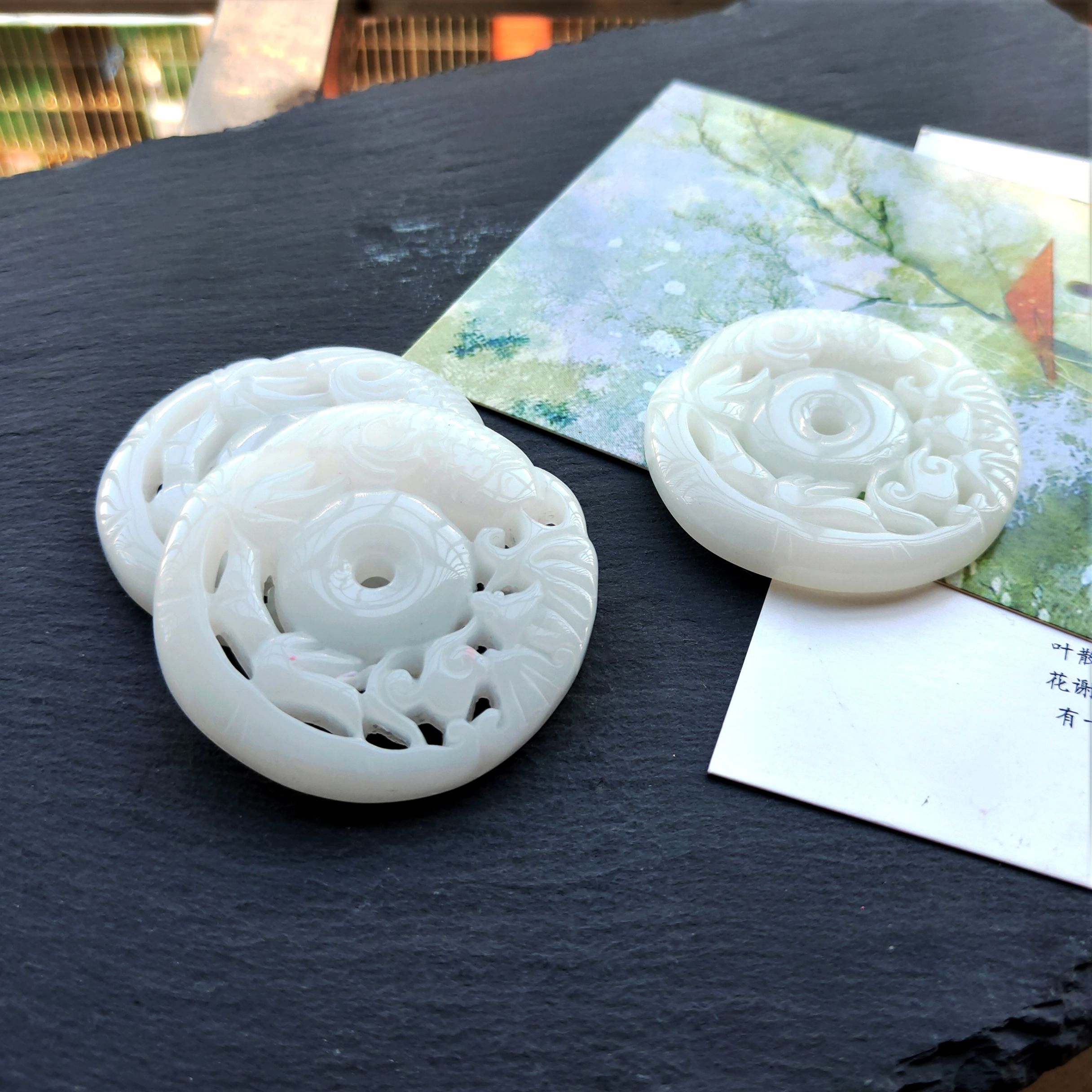 New resin hollowed-out ancient-style waist pendant with fish, ancient-style Hanfu non-walking tassel pendant, imitation jade pendant details Picture