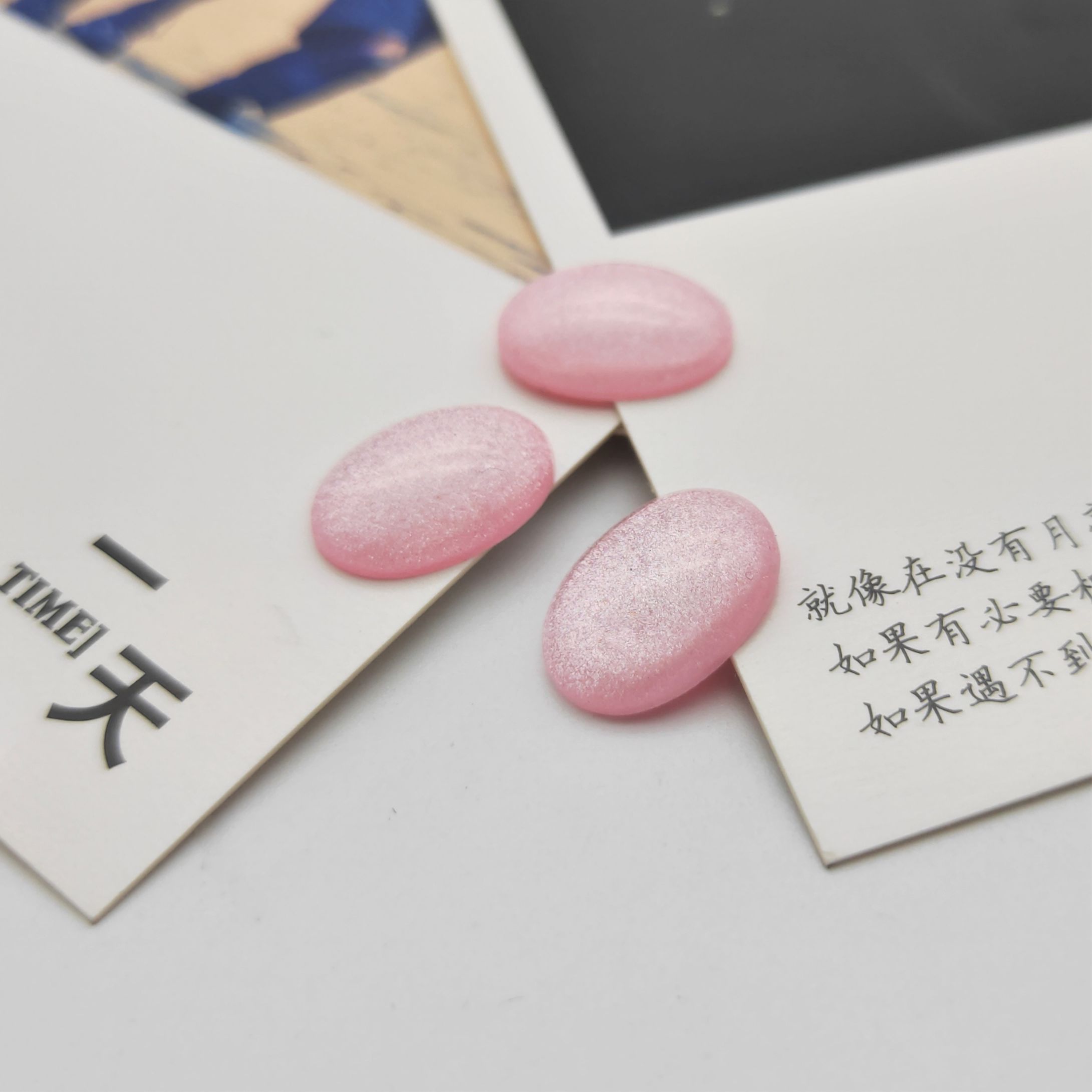 New resin smooth oval ring face starry sky ring face diy step hairpin inlay material diy decoration Item Picture