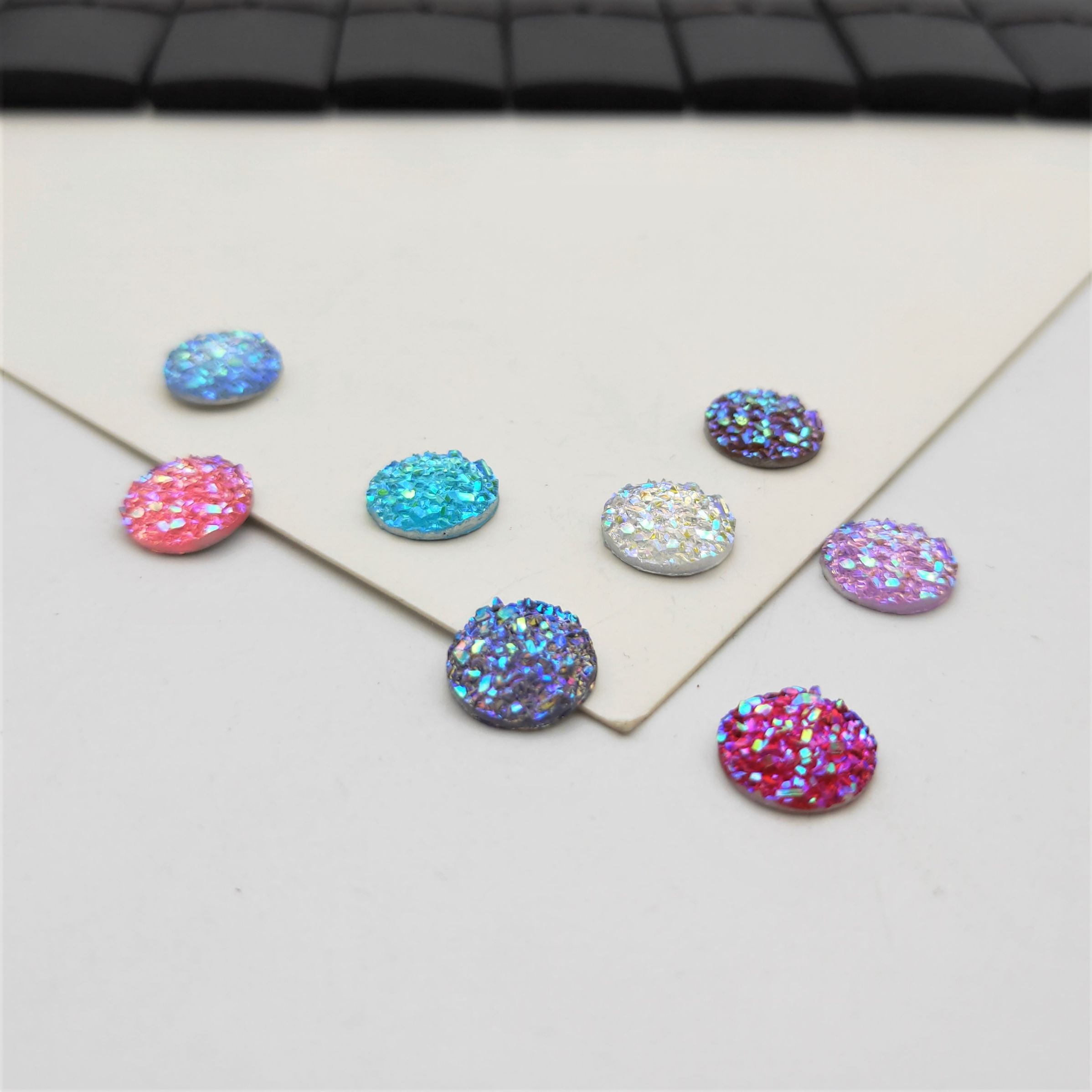 New 10mm round resin starry diamond mineral surface patch concave-convex stud necklace diy accessory Specification image