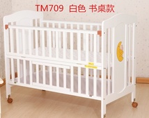 TM709
实木婴儿床欧式松木环保漆儿童床白色出口多功能宝宝床
