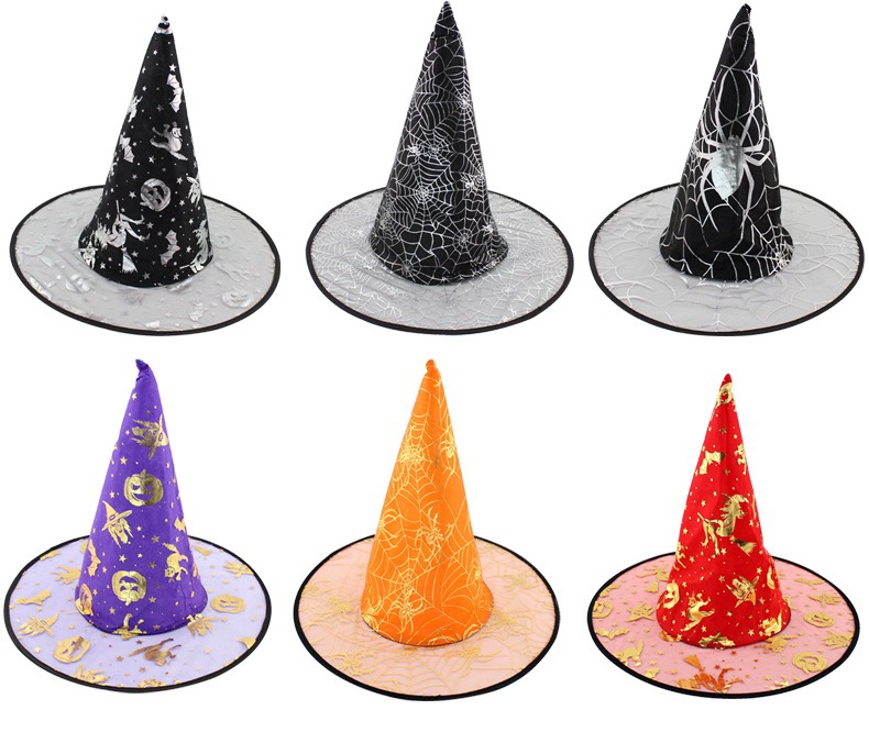 Halloween hats, masquerade party props, bar decorations and costumes, pumpkin hats, witch hats, wizard hats details Picture
