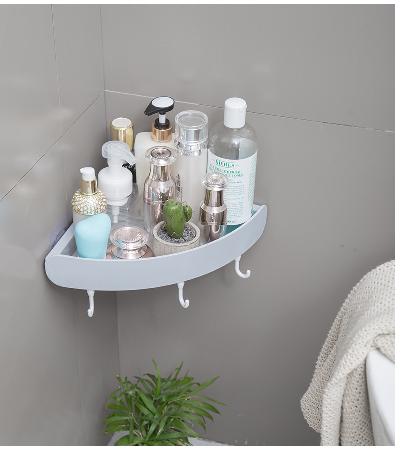 Nordic Bathroom Bath And Toiletries Storage Rack Suction Wall Type Perforation-Free Toilet Corner Plastic Storage Basket Rack undefined
