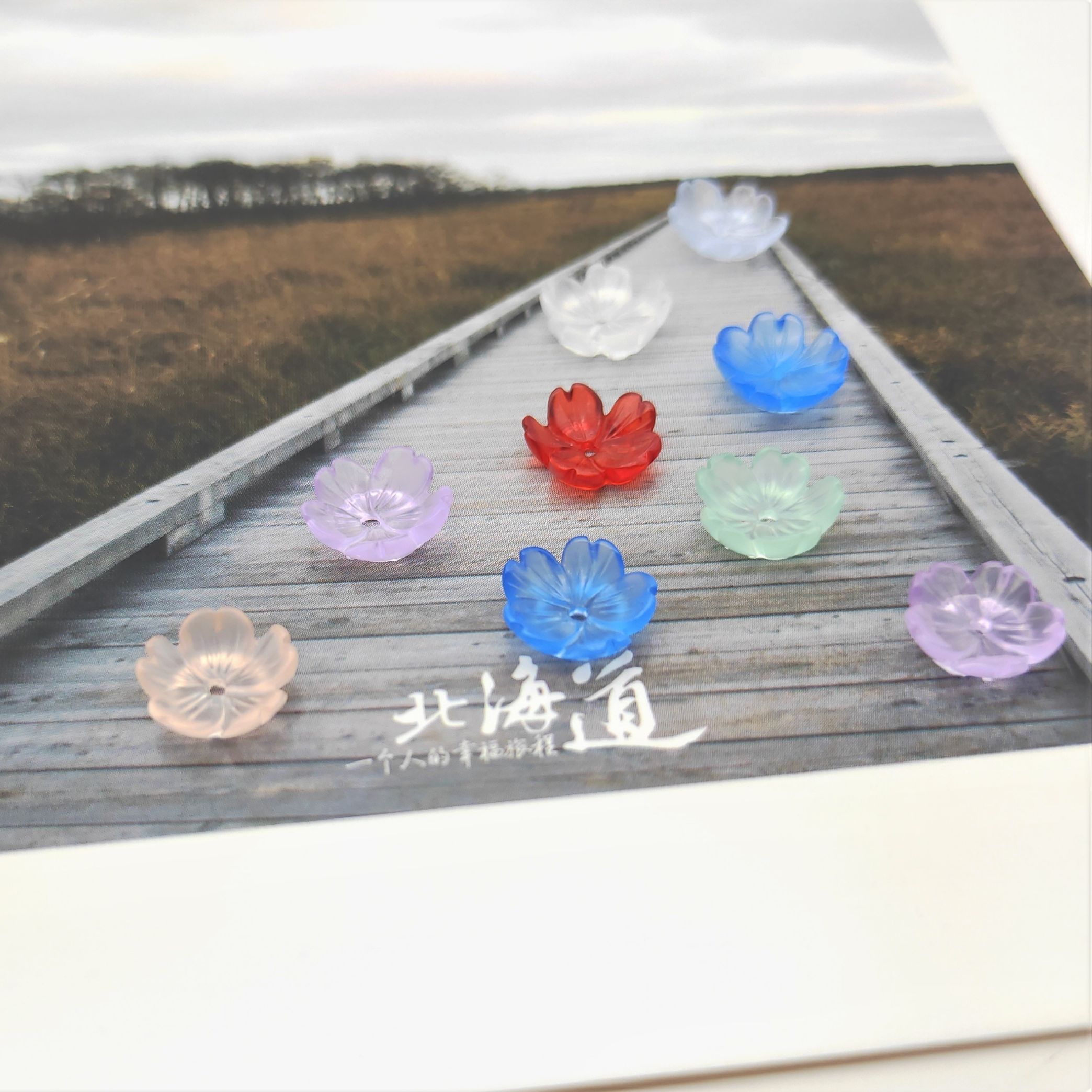 五瓣树脂花小碗花形10mm带孔古风diy创意手工发簪头饰手机壳材料