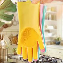 厂家直供硅胶洗碗手套厨房家务清洁洗衣防冻隔热抖音魔术多色手套