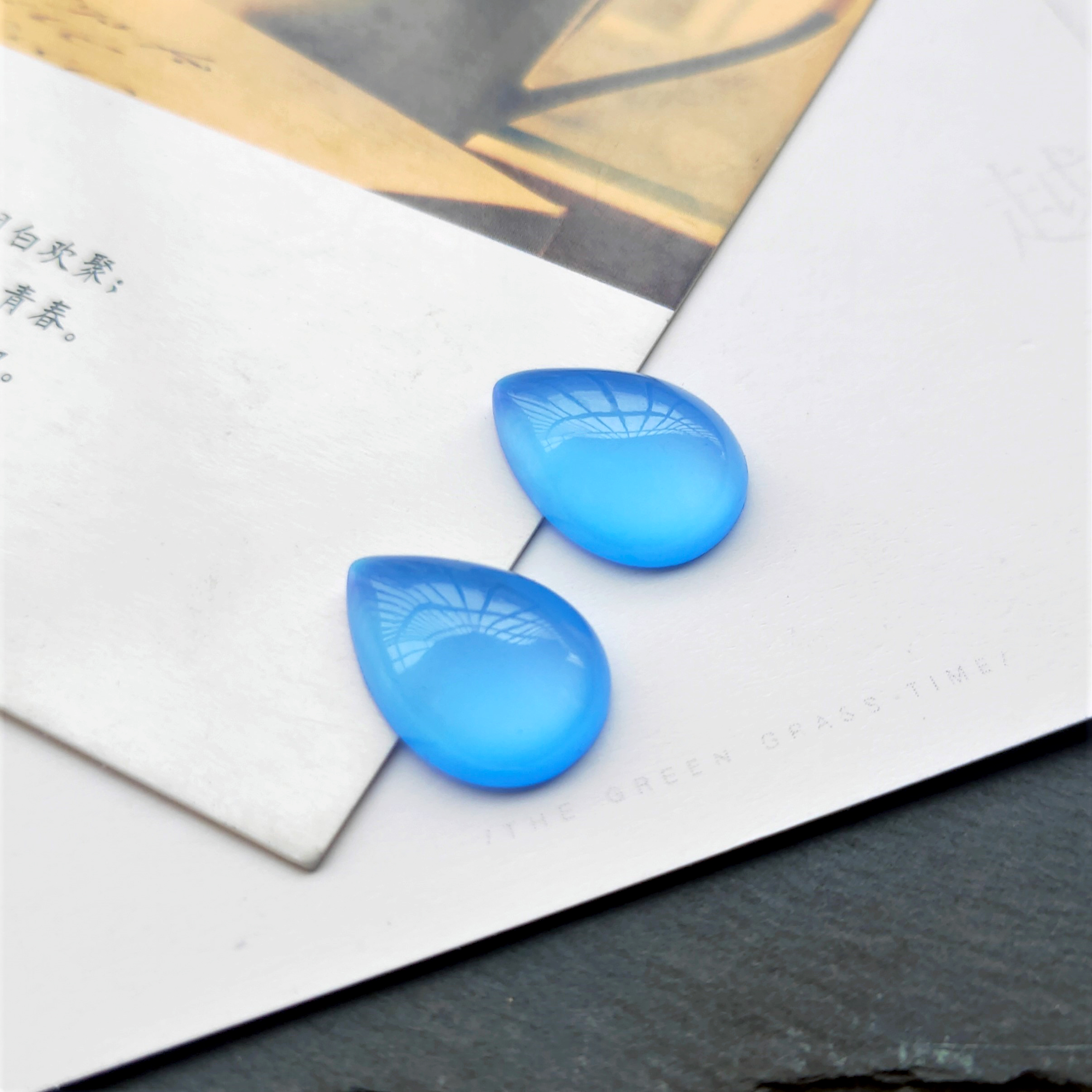 New resin glossy teardrop-shaped ring face, starry sky ring face, diy stepping hairpin, inlaid material, diy jewelry accessories detail image 2