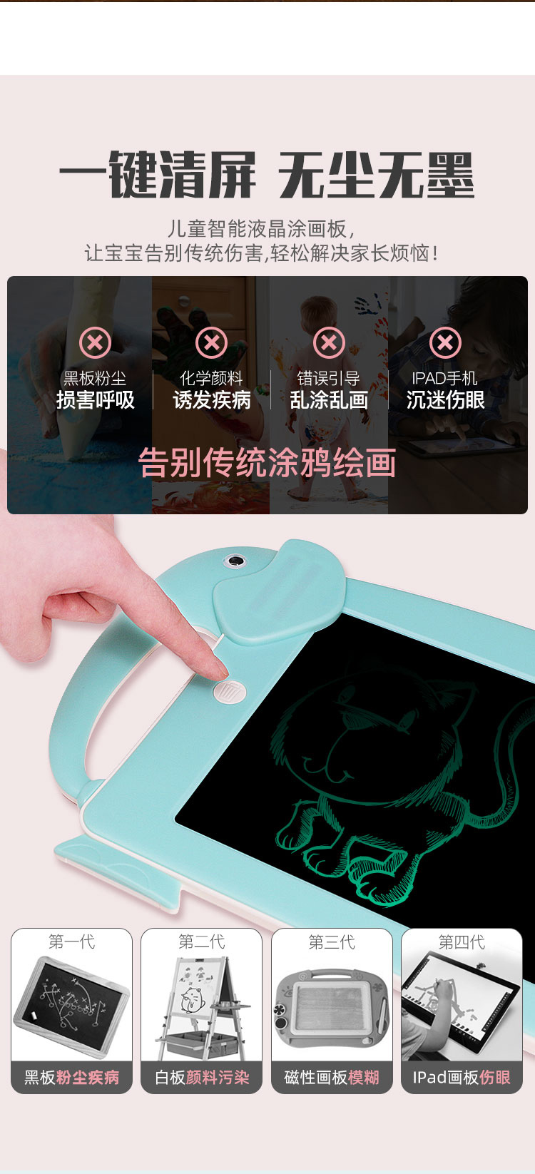 Qiaoming Factory Direct Sales Lcd Tablet Hand-Painted Drawing Board 10.5 Cartoon Elephant undefined