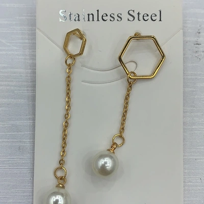Stainless Steel Earrings With Two Beads