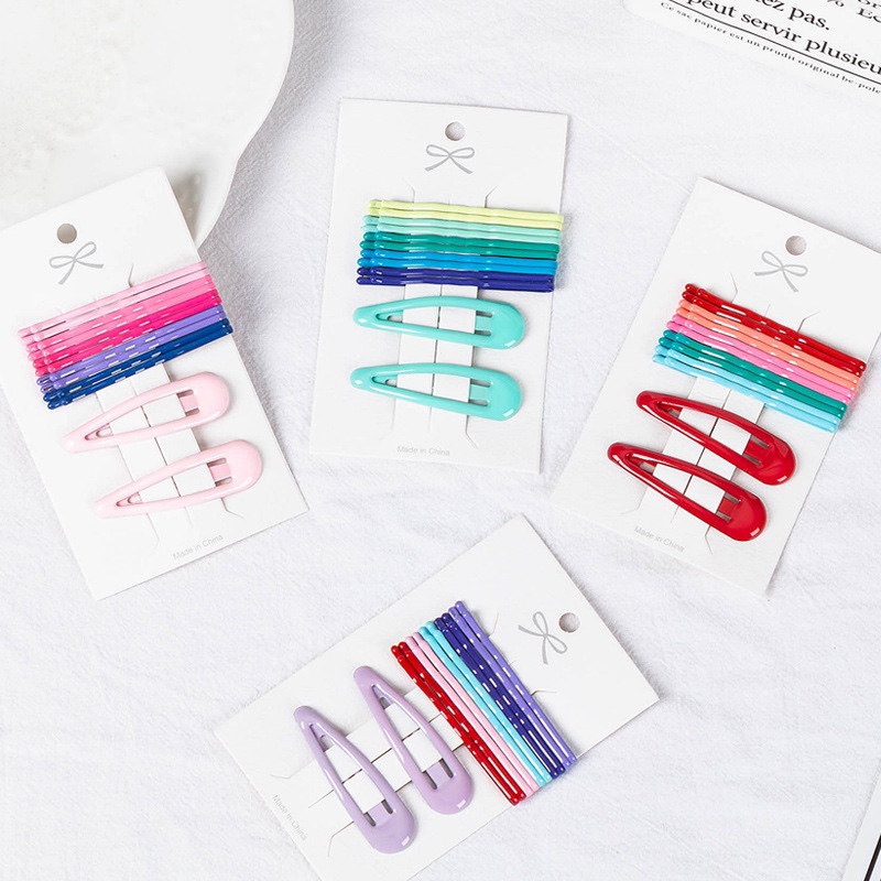 New Korean version of baking paint spray hair clip one word clip set candy color drop oil hair clip children bb clip factory direct sales thumbnail
