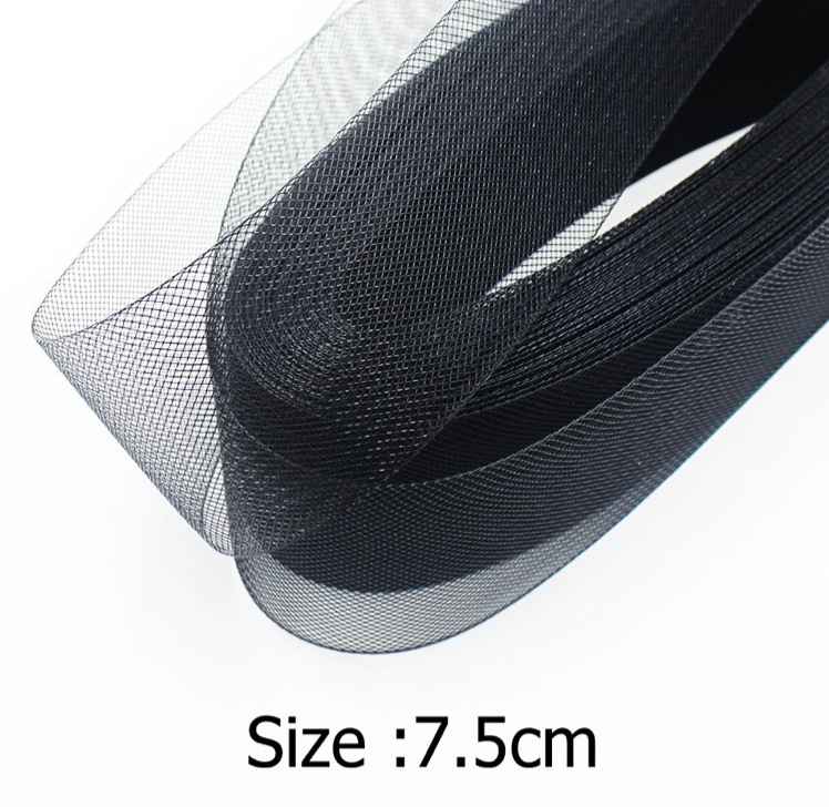 7.5cm加硬黑白色粗丝弹性弹力网带婚纱舞蹈裙撑马毛鱼骨网图