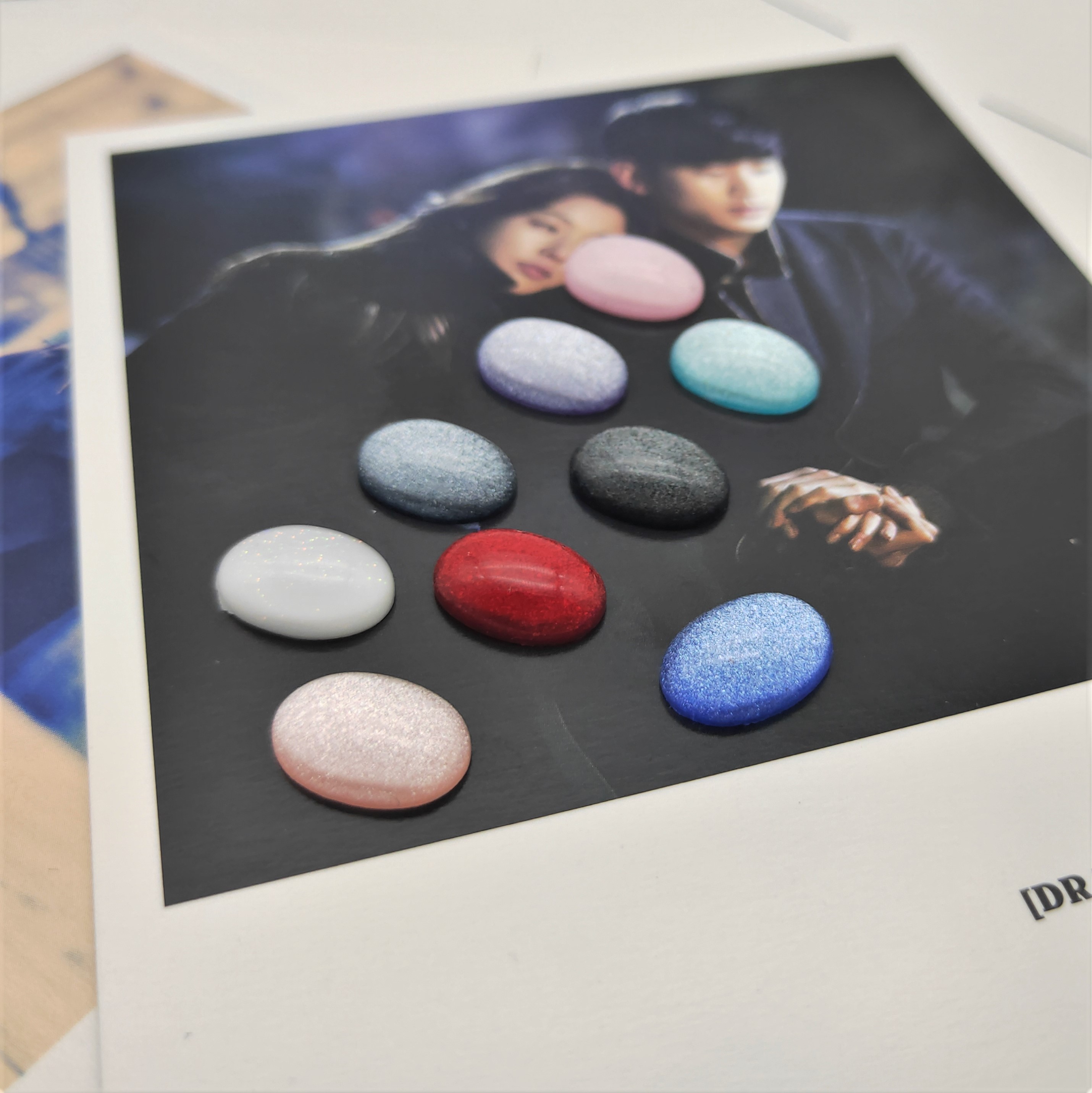 New resin smooth oval ring face starry sky ring face diy step hairpin inlay material diy decoration detail image 1