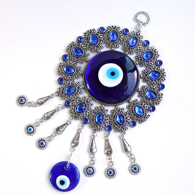 Alloy pendant, blue eye accessory, EVIL EYES glass handcrafted pendant