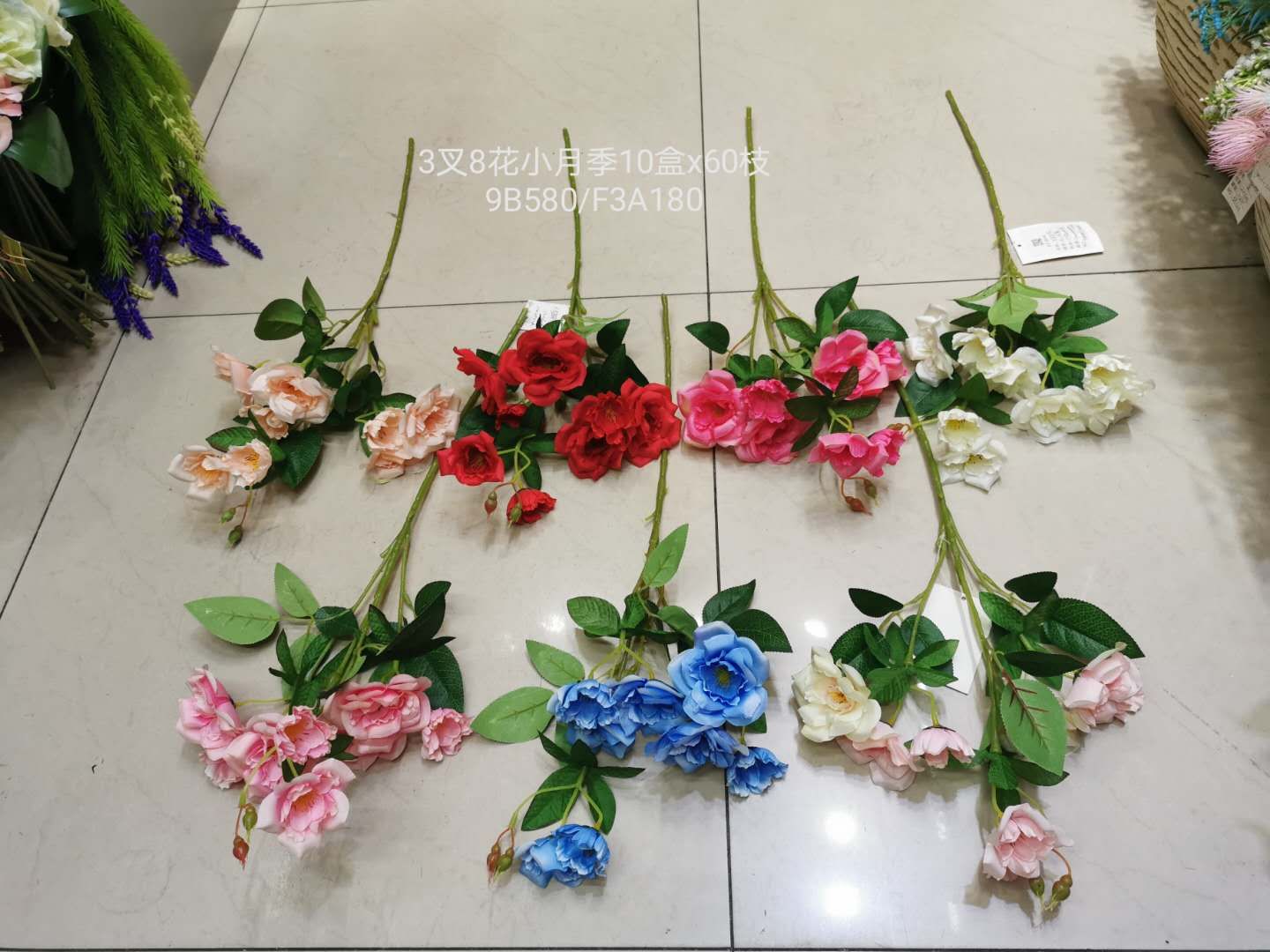 Artificial flowers, fake flowers, flower arrangements, bonsai, living room, hotel, wedding, video, decoration, hand feel, single branch, multiple heads, small roses