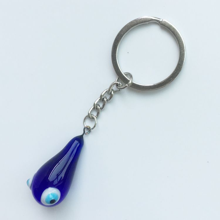 Water drop blue eye glass handcrafted blue eye keychain pendant EVIL EYES