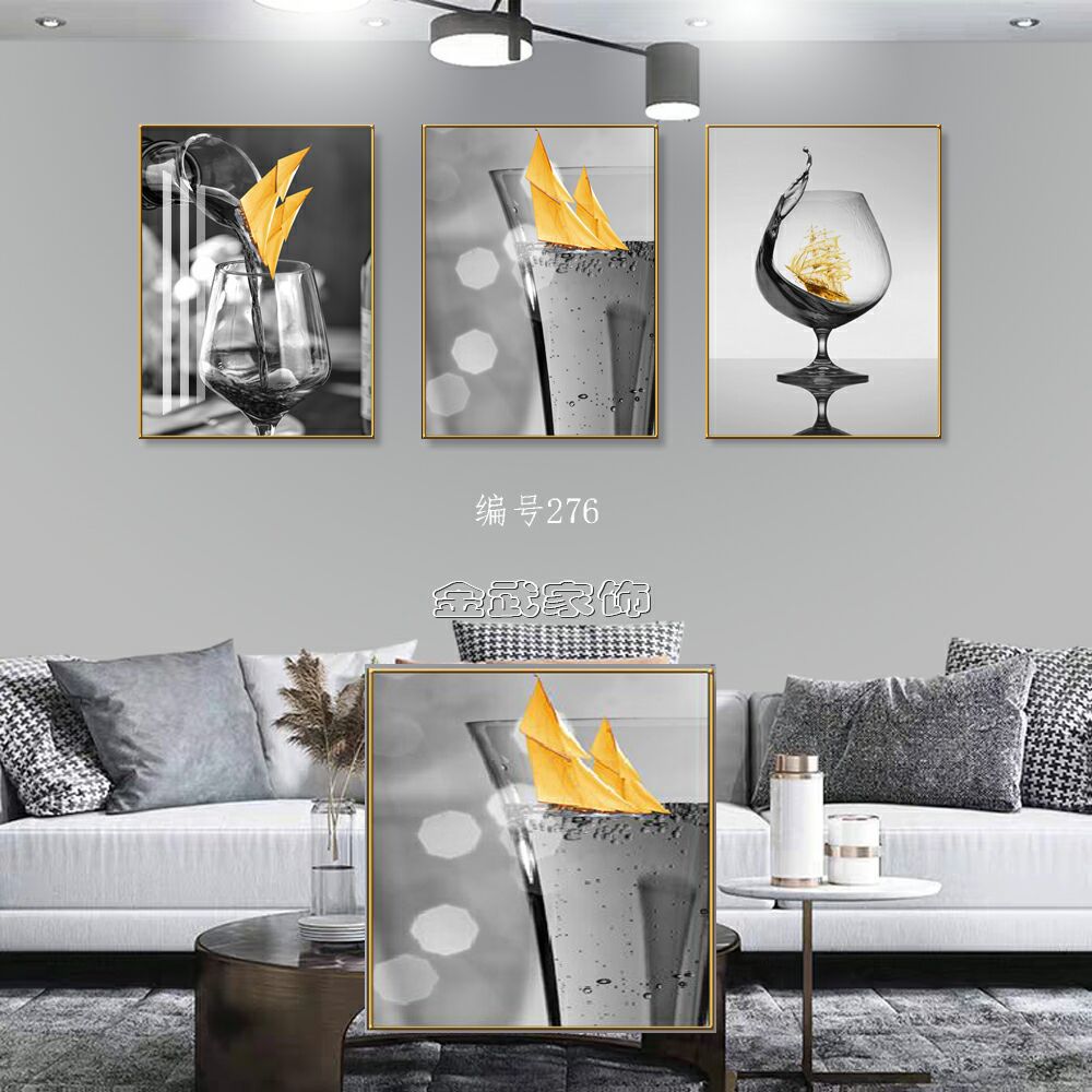 Colorful Crystal Stone Living Room Triptych Specification drawing
