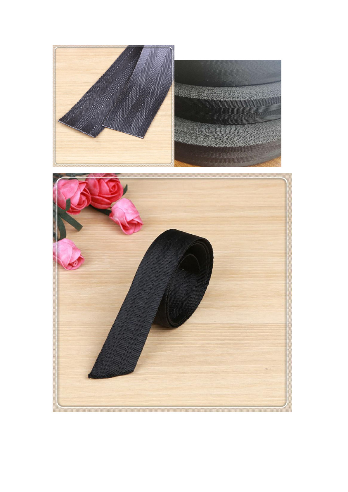 Factory direct sales of 5cm grey 5-striped safety belt webbing. Large stock available. Bulk sales of children's car safety belts detail image 3