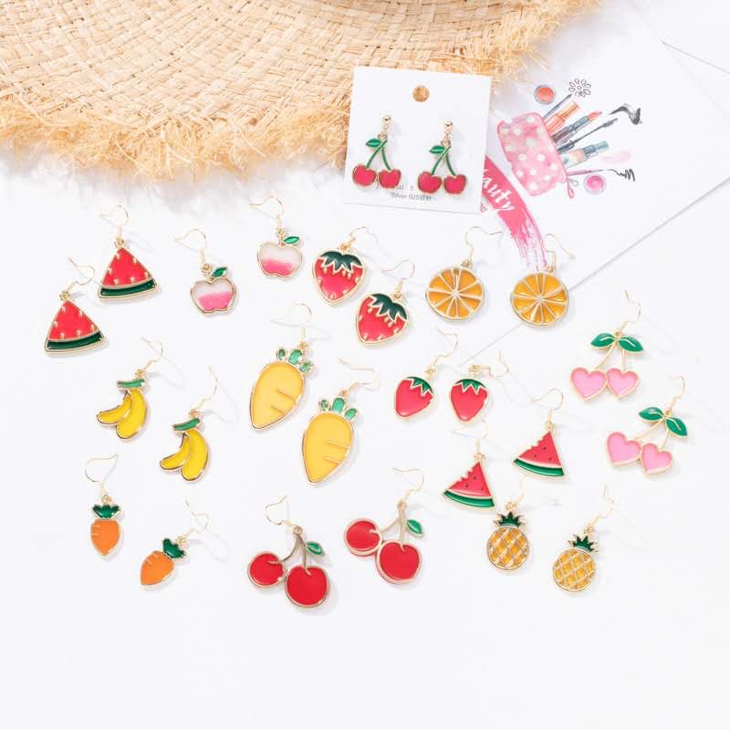 925 silver hook fun and lovely color transparent fruit earrings thumbnail