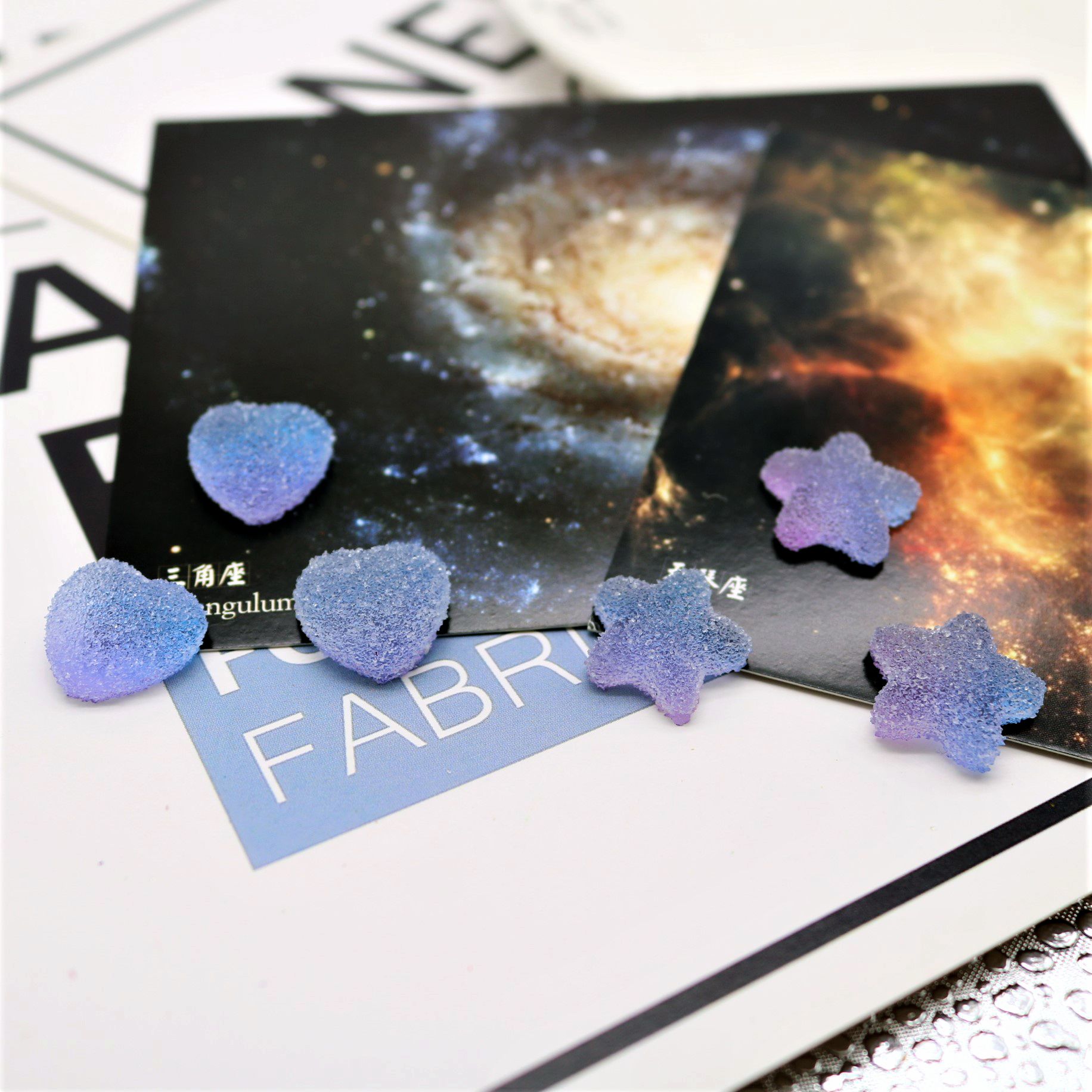 热卖爆款仿真树脂软糖渐变心形五角星手机壳diy配件美甲耳钉材料白底实物图